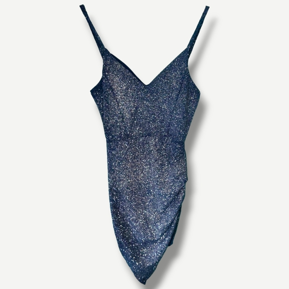Windsor | Blue Sparkly Mini Dress w. Side Slit | Size Small | Dresses | - Picture 3 of 7